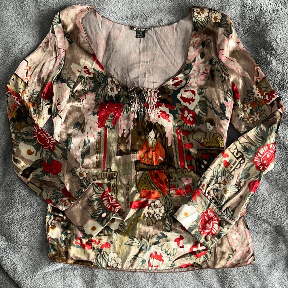 Lucky Brand crushed velvety blouse